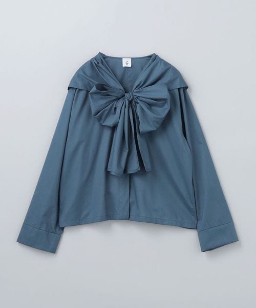 【極美品】24AW ROKU コットン ストール シャツ ブラウス 6(ROKU)>コットン ストール シャツ