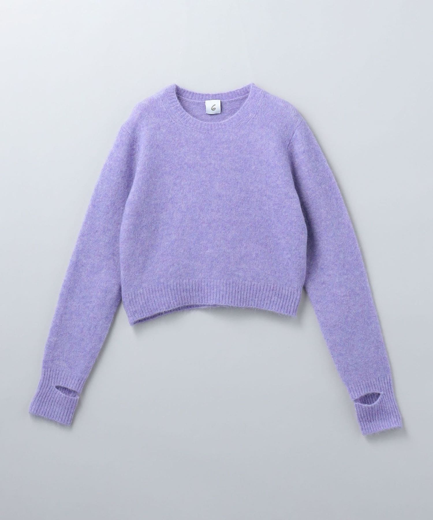 6(ROKU) ＞アルパカウール スリット クルーネック ニット プル