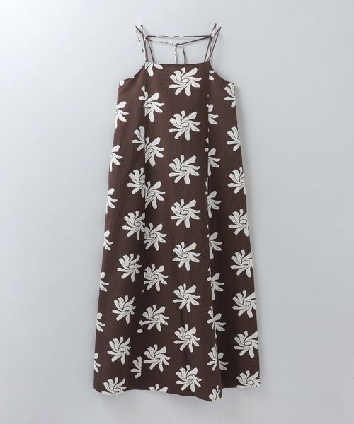 SARA MALLIKA＞COTTON LINEN SUNFLOWER MOTIF CAMI DRESS