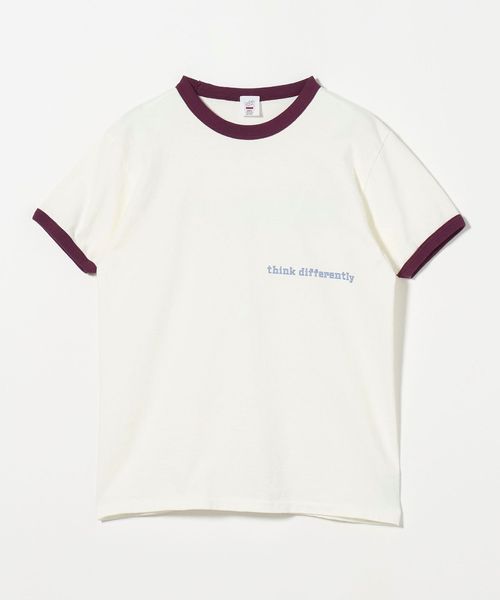 tシャツ 「6(ROKU)」THINK DIFFERENTRY リンガーTシャツ レディース 6(ROKU) tシャツ 「6(ROKU)」THINK DIFFERENTRY リンガーTシャツ