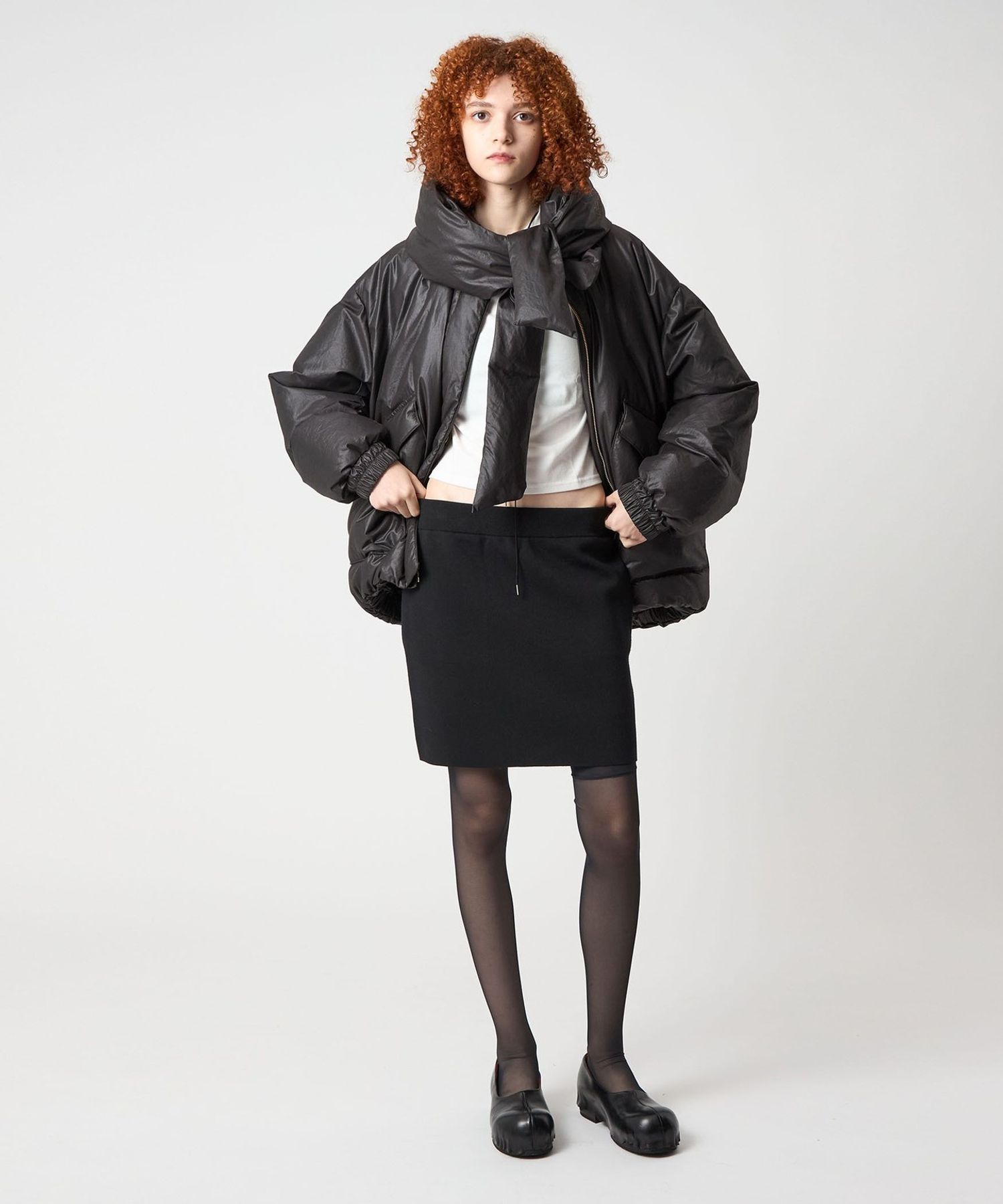 6 ROKUポリエステルウール スムース ミニ タイトスカート 6(ROKU)＞ポリエステルウール スムース ミニ タイトスカート