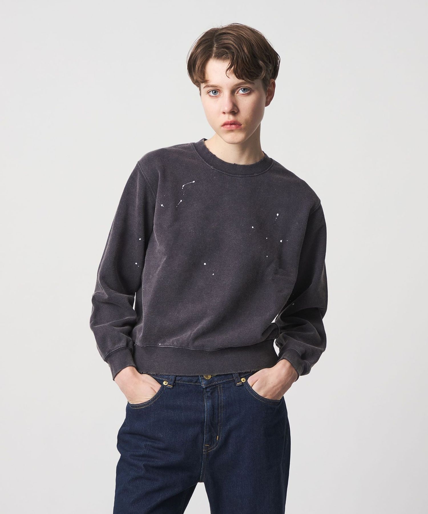 6(ROKU)＞ダメージ ペイント スウェット プルオーバー