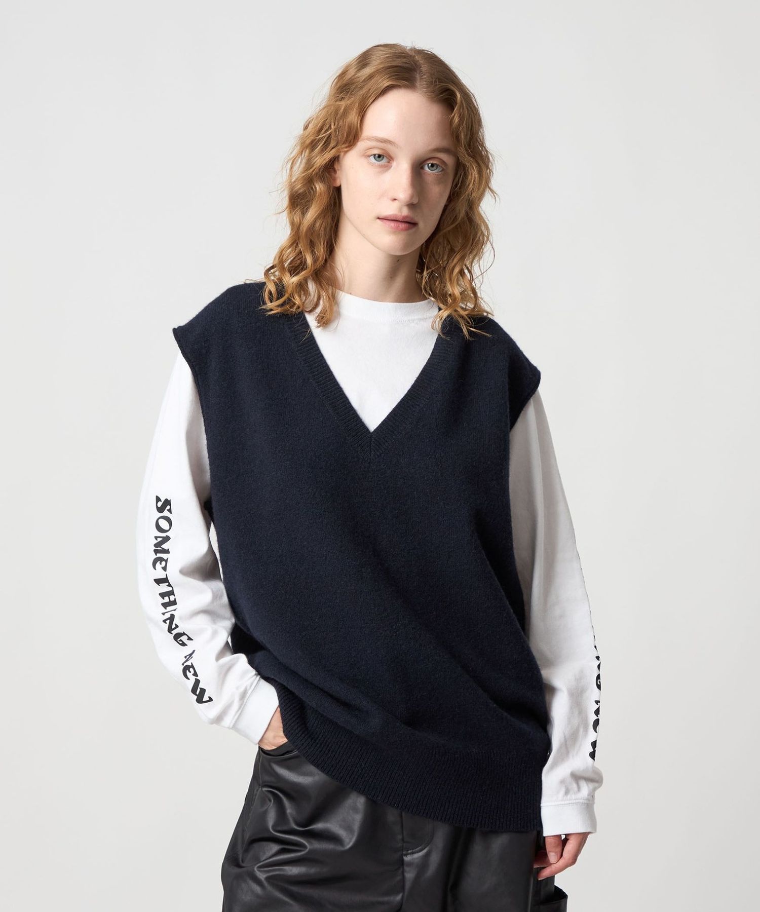 ROKU ウール混　フリンジジャガードニットベスト ROKU ウール混 フリンジジャガーニットベスト ジャガードフリンジ