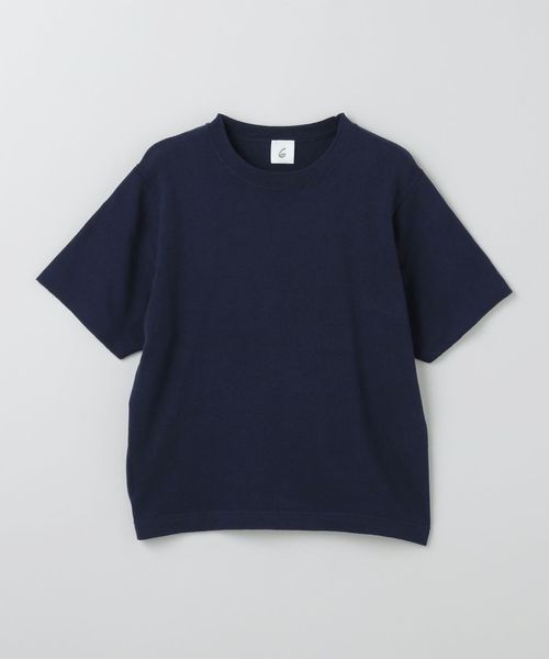 6(ROKU)＞オーガニックコットン カラー ショートスリーブ ニット
