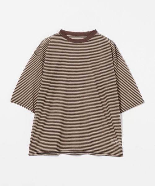 6(ROKU)＞コットンナイロン シアーボーダーTシャツ