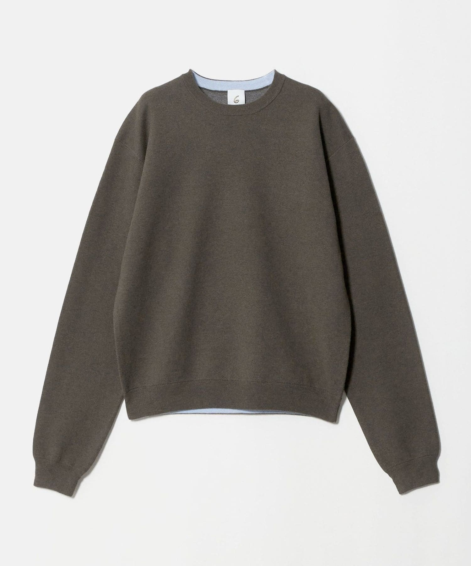 6(ROKU)＞コットンウール ミラノリブ クルーネック プルオーバーニット26AW