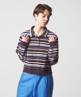 6(ROKU)/＜6(ROKU)＞ベロア ボーダー  ポロシャツ/Tシャツ / カットソー