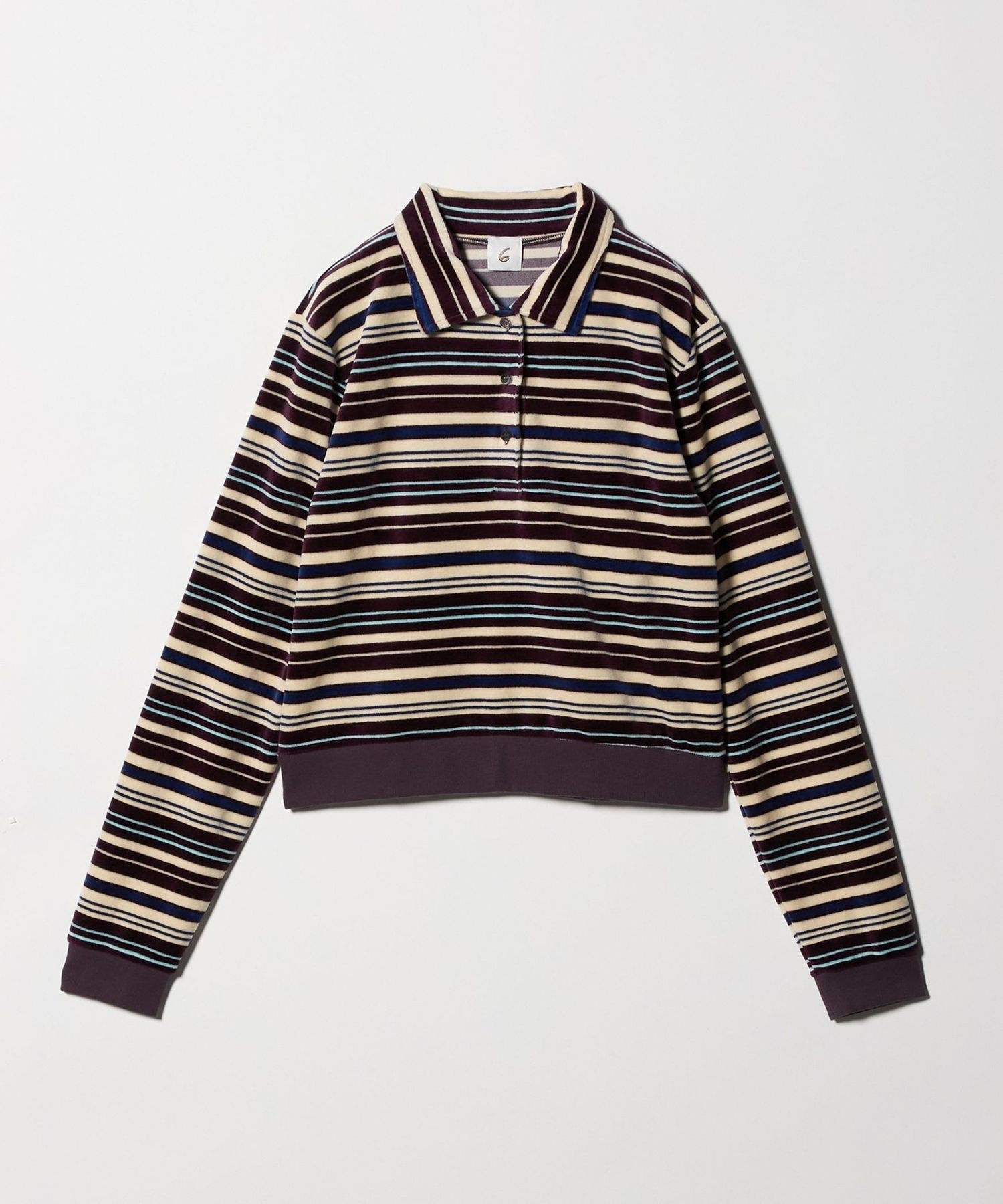 6(ROKU)＞ベロア ボーダー ポロシャツ