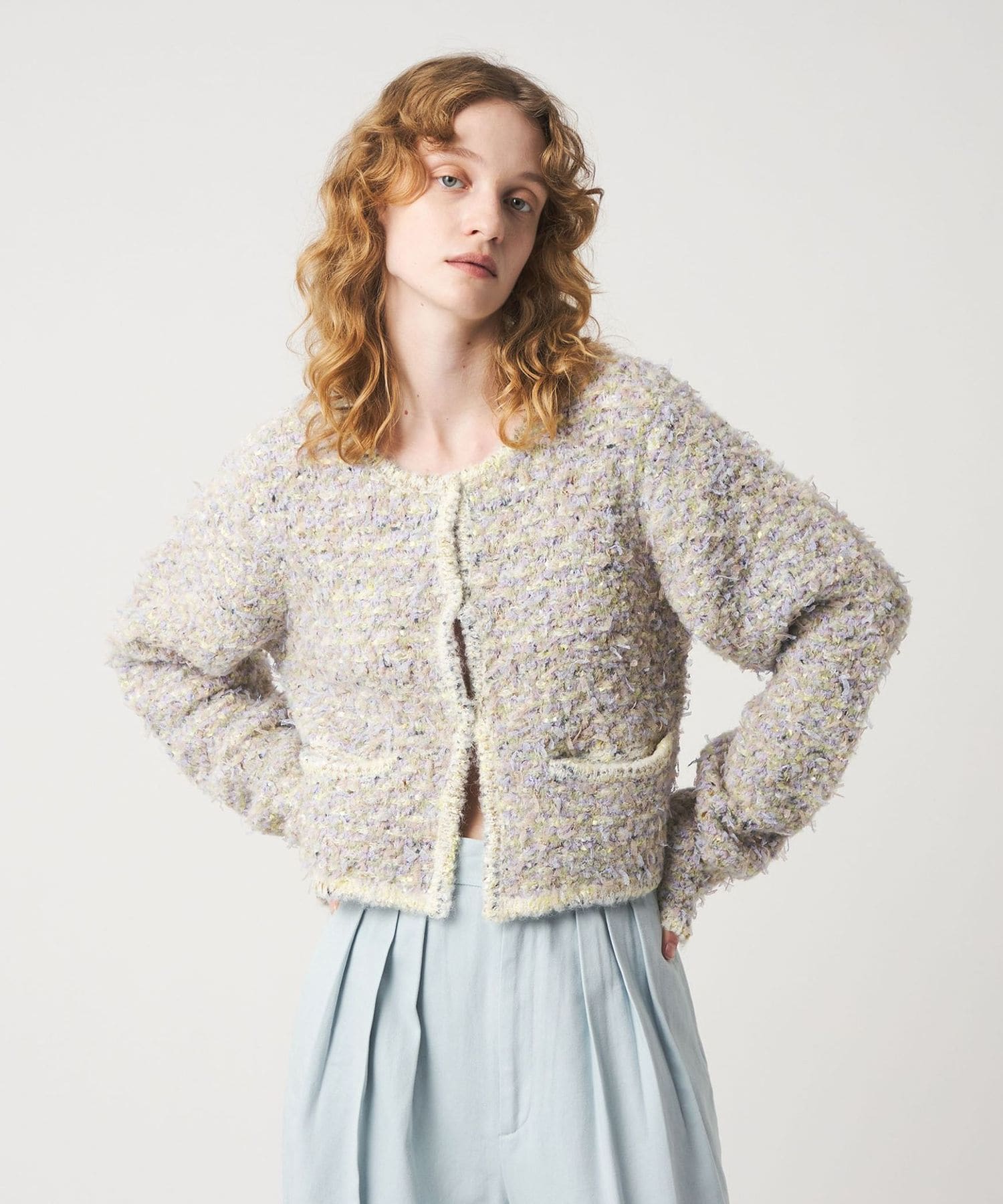 6(ROKU)＞ミックス ニット カーディガン