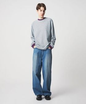 6(ROKU)/＜6(ROKU)＞パイル ボーダー ロングスリーブ Tシャツ/Tシャツ / カットソー