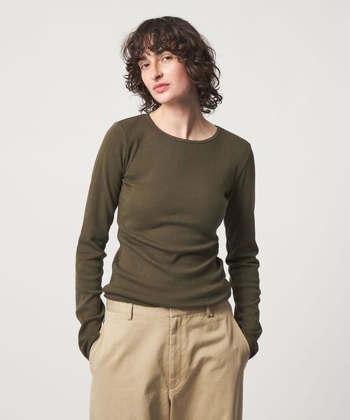 6(ROKU)/＜6(ROKU)＞パターンメッシュ  ロングスリーブ  プルオーバー/Tシャツ / カットソー