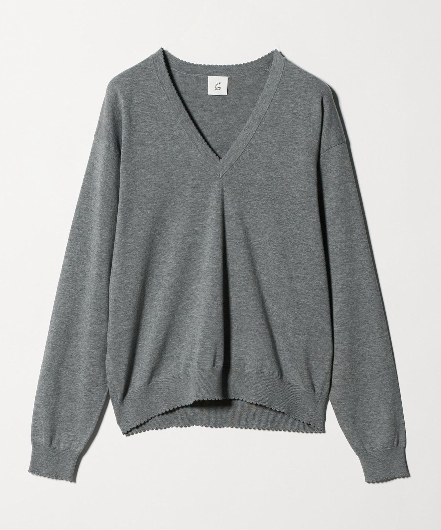 6(ROKU)＞ コットン ピコット Vネック ニット
