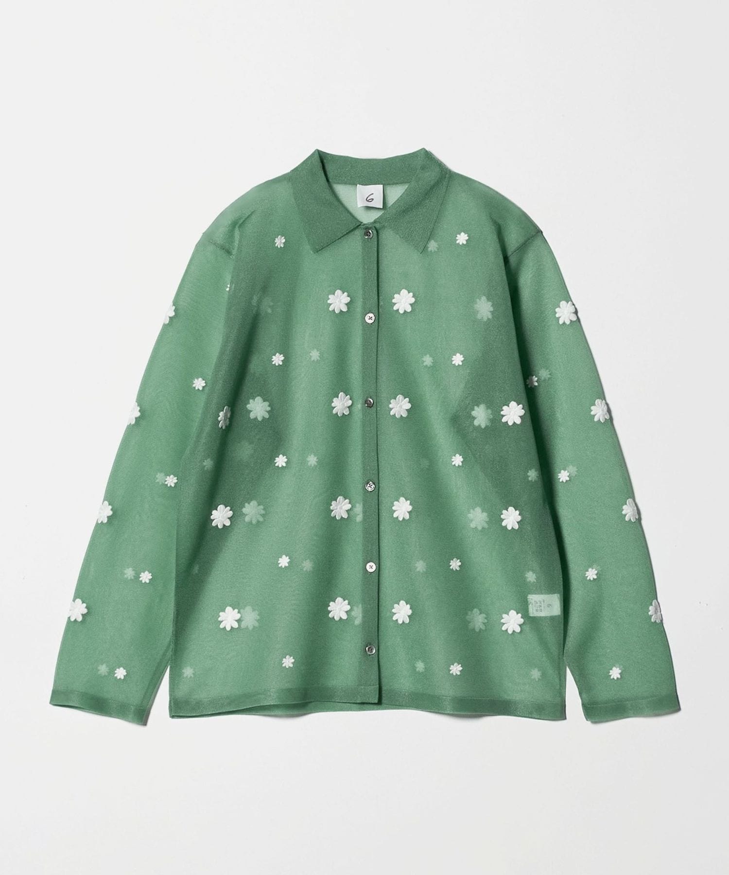 6(ROKU)＞シアー エンブロイダリー シャツ