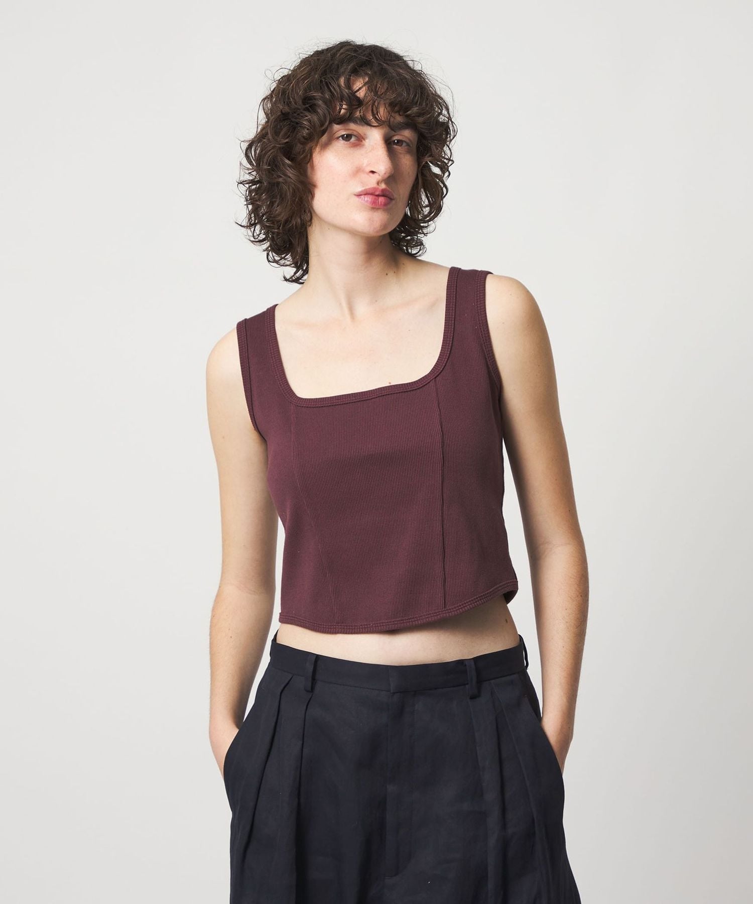 6(ROKU)＞コットン クロップド タンクトップ