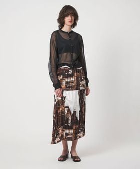 6(ROKU)/＜6(ROKU)＞NYプリント プリーツ ラップスカート/ミモレ / ロング