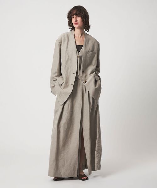 6(ROKU)/＜6(ROKU)＞麻ブレンド ノーカラー ジャケット/ノーカラージャケット