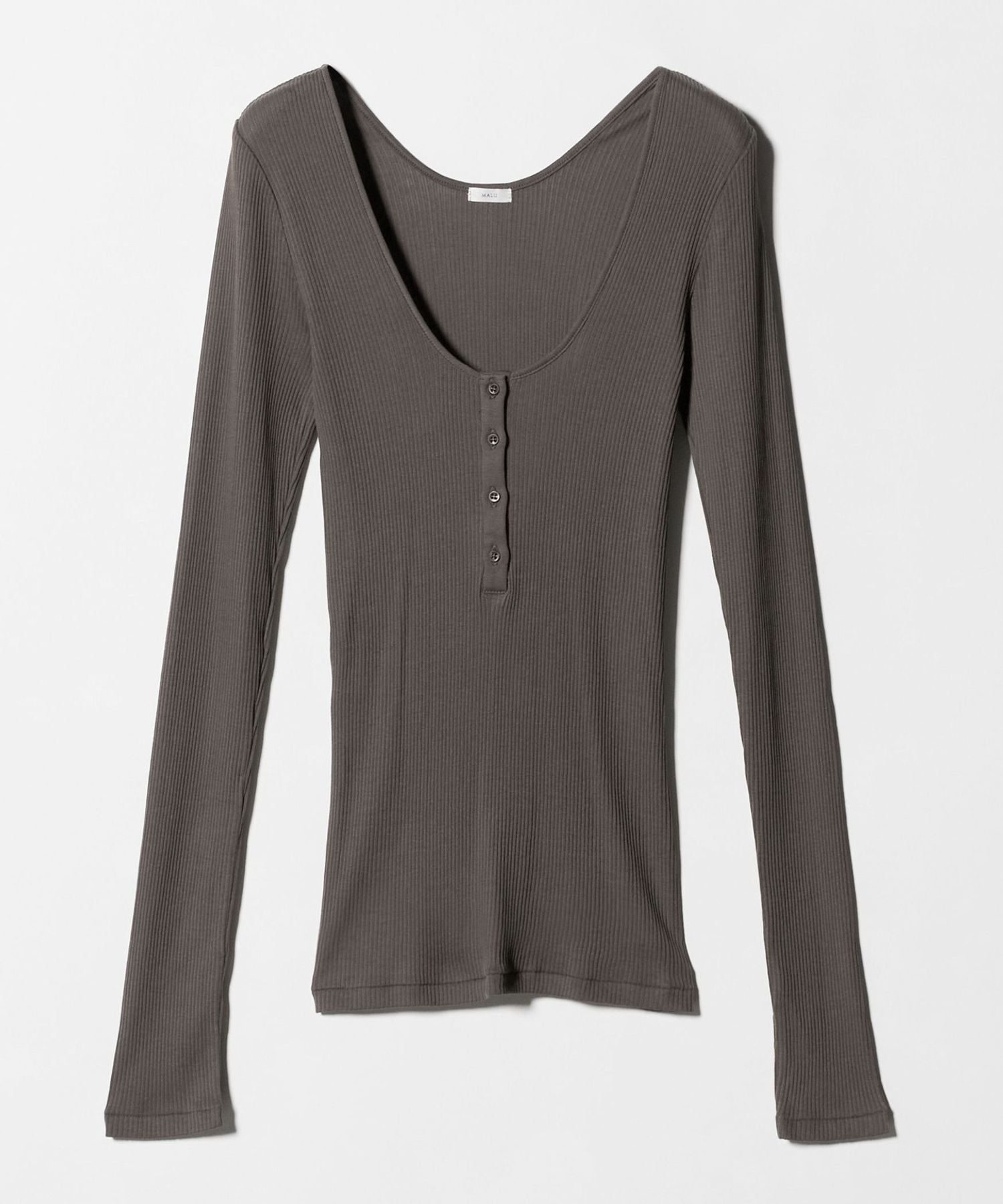 【MALU】PALMA ブラウン MALU＞PALMA HENLEY NECK LONG SLEEEVE TOP/トップス