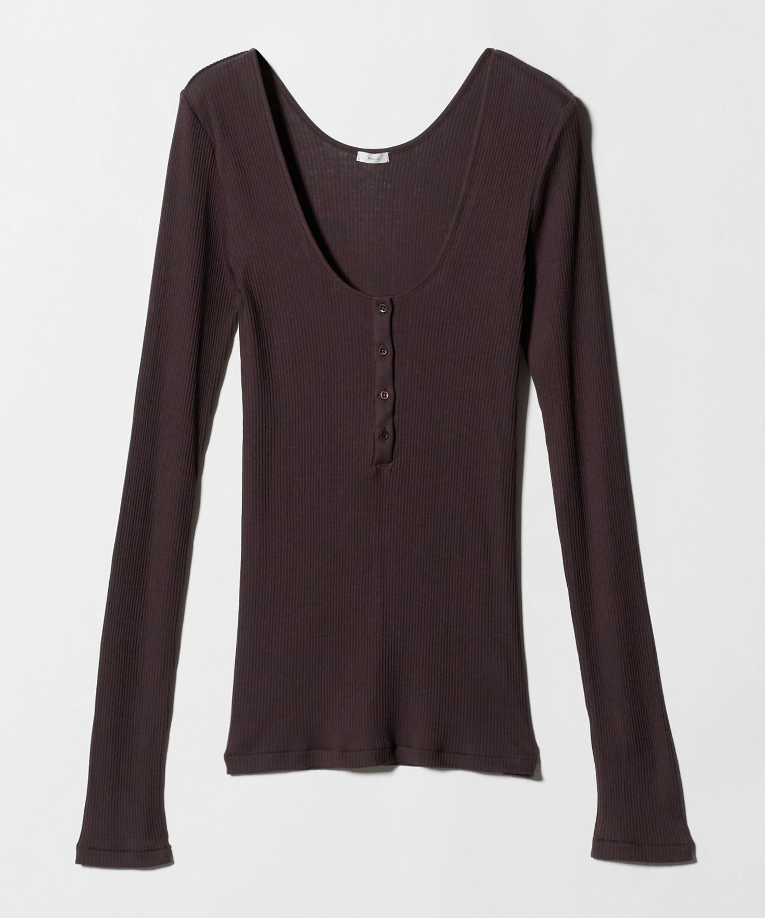 【MALU】PALMA ブラウン MALU＞PALMA HENLEY NECK LONG SLEEEVE TOP/トップス