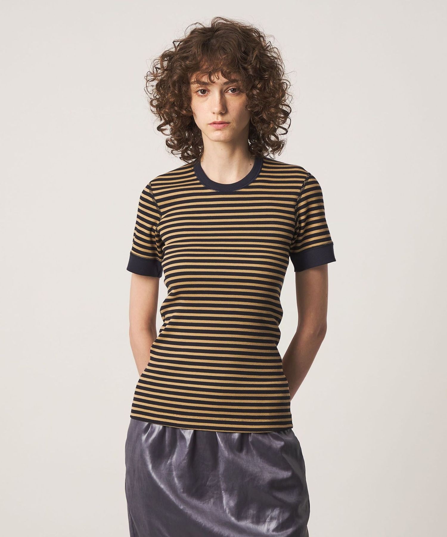 6(ROKU) OVERNEATH ボーダーTシャツ M 別注】＜OVERNEATH for 6＞RIB BORDER TEE/Tシャツ
