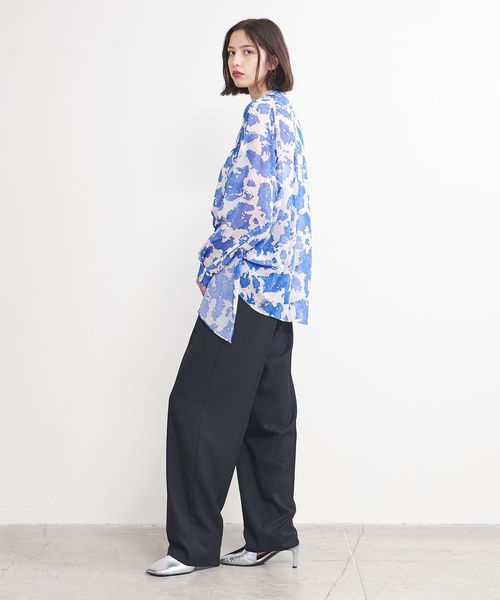 AEWEN MATOPH＞シフォン プリント ボウタイブラウス