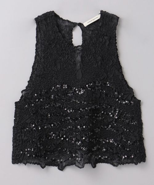 AEWEN MATOPH＞ワッシャー スパンコール ノースリーブブラウス 