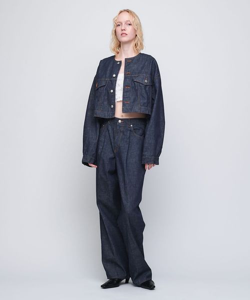 24aw＜AEWEN MATOPH＞デニム ショート ブルゾン ネイビー AEWEN MATOPH＞デニム ショート ブルゾン ネイビー
