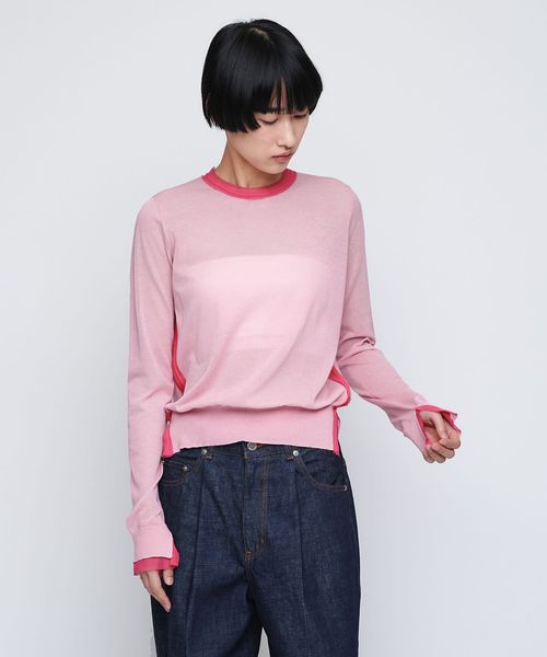 ニット セーター 「AEWEN MATOPH」シフォンコンビ プルオーバー レディース セール】＜AEWEN MATOPH＞シフォンコンビ プルオーバー（ニット