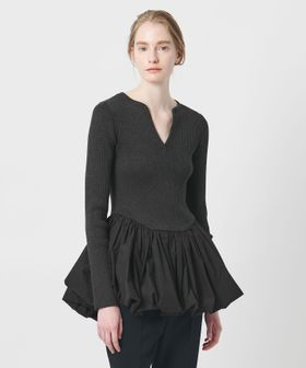 AEWEN MATOPH/＜AEWEN MATOPH＞バルーンコンビ 二ットプルオーバー ‐ ウォッシャブル ‐/ニット / セーター