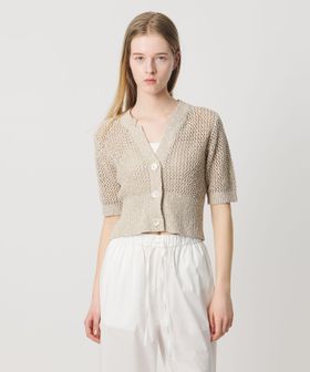 AEWEN MATOPH/＜AEWEN MATOPH＞ミックスヤーン ショートスリーブ カーディガン  BEIGE/カーディガン / ボレロ