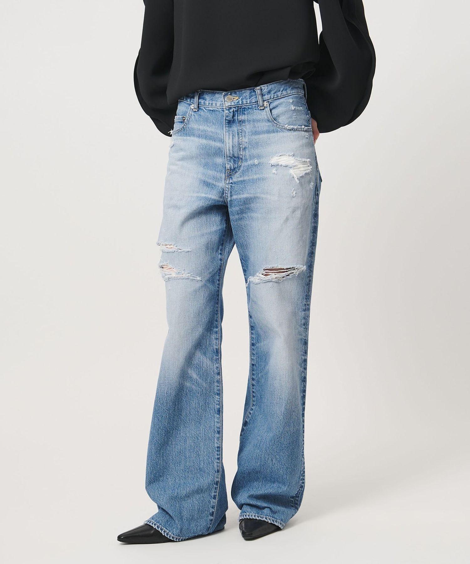 AEWEN MATOPH＞クラッシュデニムパンツ