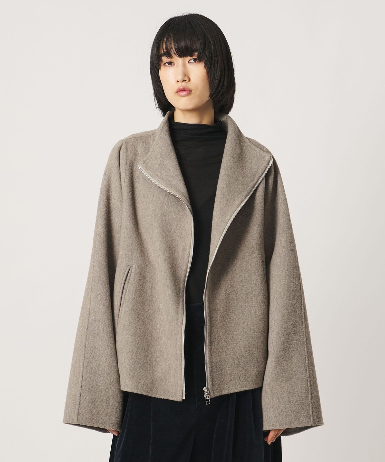 AEWEN MATOPH アイボリー ロングコート AEWEN MATOPH＞リバー ジップ ショート コート