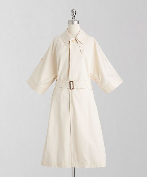 LOEFF＞コットン ギャバ スリーブレス ステンカラーコート 