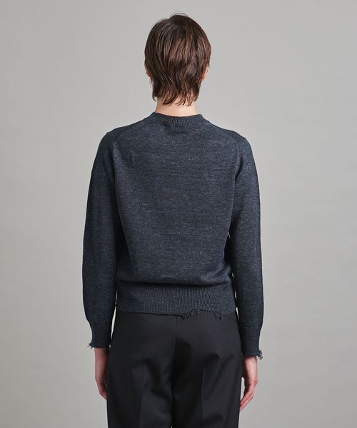 【新品タグ付】LOEFF ロエフ クルーネックニット ネイビー ¥37,400 新品タグ付】LOEFF ロエフ クルーネックニット ネイビー ¥37,400