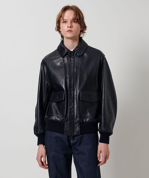 極美品 XL ユナイテッドアローズ ラムレザー シャツ ジャケット 黒 羊革 ARMA＞TASHIR ラムレザー シャツジャケット