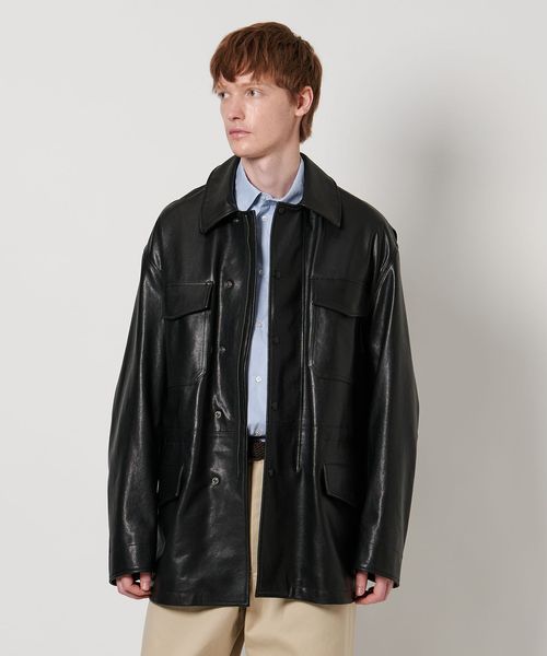 LOEFF ロエフ　ラムレザー　フライトジャケット ネイビー　サイズ1 LOEFF＞ラムレザー フライトジャケット UNISEX（ブルゾン