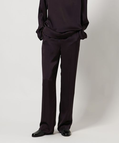 LOEFF(ロエフ) クロップドテーパードパンツ 黒 タグ付・洗える】ロエフ LOEFF シルク混 タフタクロップド