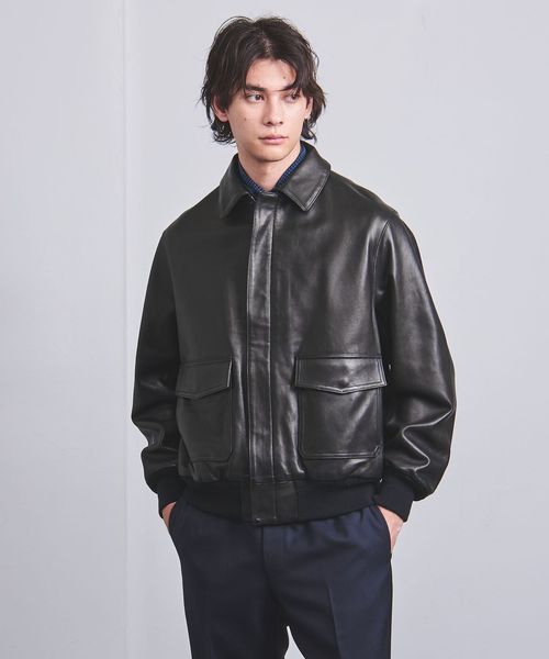 美品/L ユナイテッドアローズ　ライダースジャケット　ラムレザー　Wジップ　黒 希少馬革 美品 ユナイテッドアローズ レザージャケット黒L