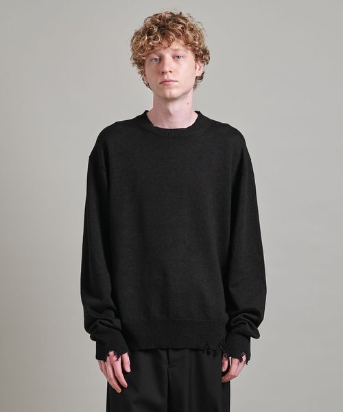 LOEFF ダメージ ニットプルオーバー (薄手) LOEFF＞ダメージ プルオーバー MEN'S（ニット/セーター）｜LOEFF