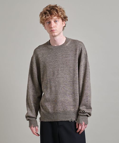 LOEFF ダメージ ニットプルオーバー (薄手) LOEFF＞ダメージ プルオーバー MEN'S（ニット/セーター）｜LOEFF