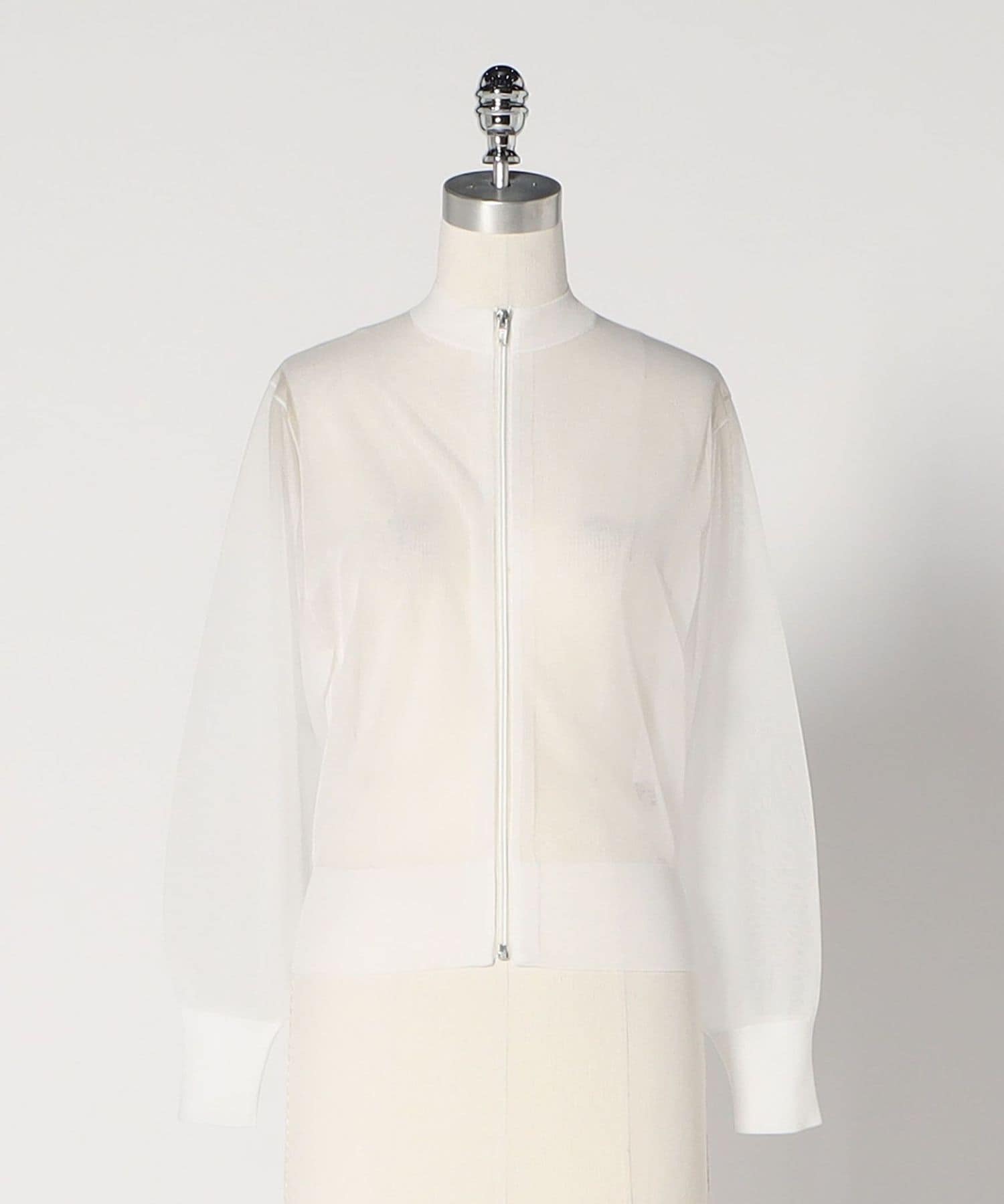 【WHITE】<LOEFF>シアー ジップ カーディガン LOEFF＞シアー ジップ カーディガン
