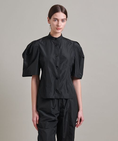 完売品✨ ロエフ タフタ ギャザー ボウタイブラウス ゆったり 黒 LOEFF（ロエフ）の「＜LOEFF＞タフタ ギャザー ボウタイブラウス