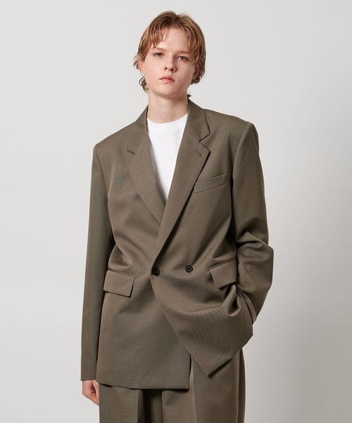 【コーデに余裕を♪】Saint Laurent ウールギャバジンブレザー SAINT LAURENT ウールギャバジン ダブルブレストブレザー
