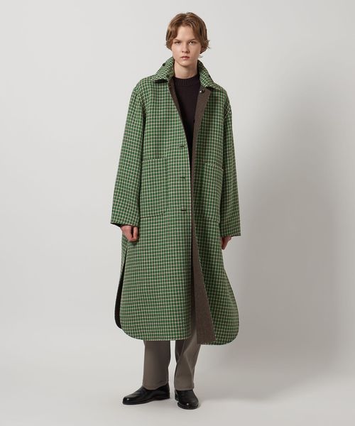 LOEFF＞ガンクラブチェック リバーシブル コート