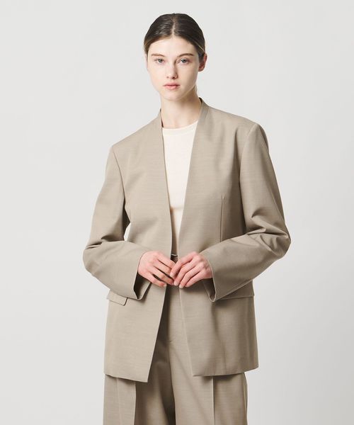 LOEFF/＜LOEFF＞ギャバジン ノーカラー ジャケット/その他ジャケット / スーツ / セットアップ