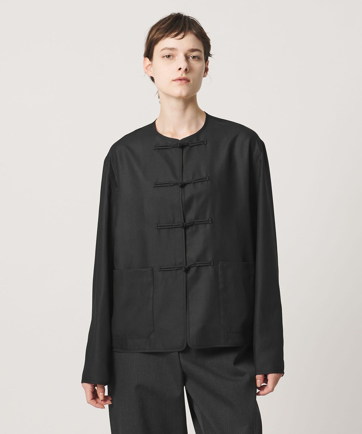 LOEFF＞ポリエステルボイル チャイナ ジャケット