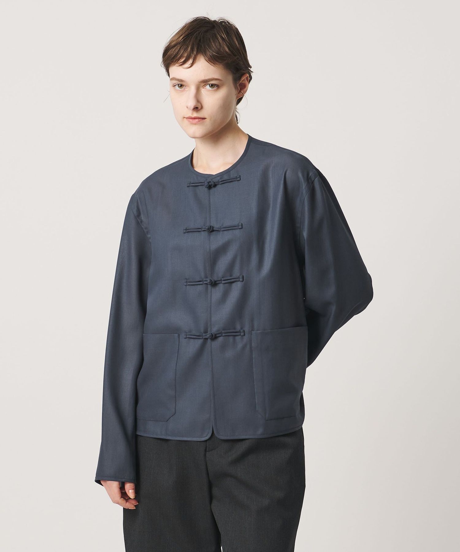 LOEFF＞ポリエステルボイル チャイナ ジャケット