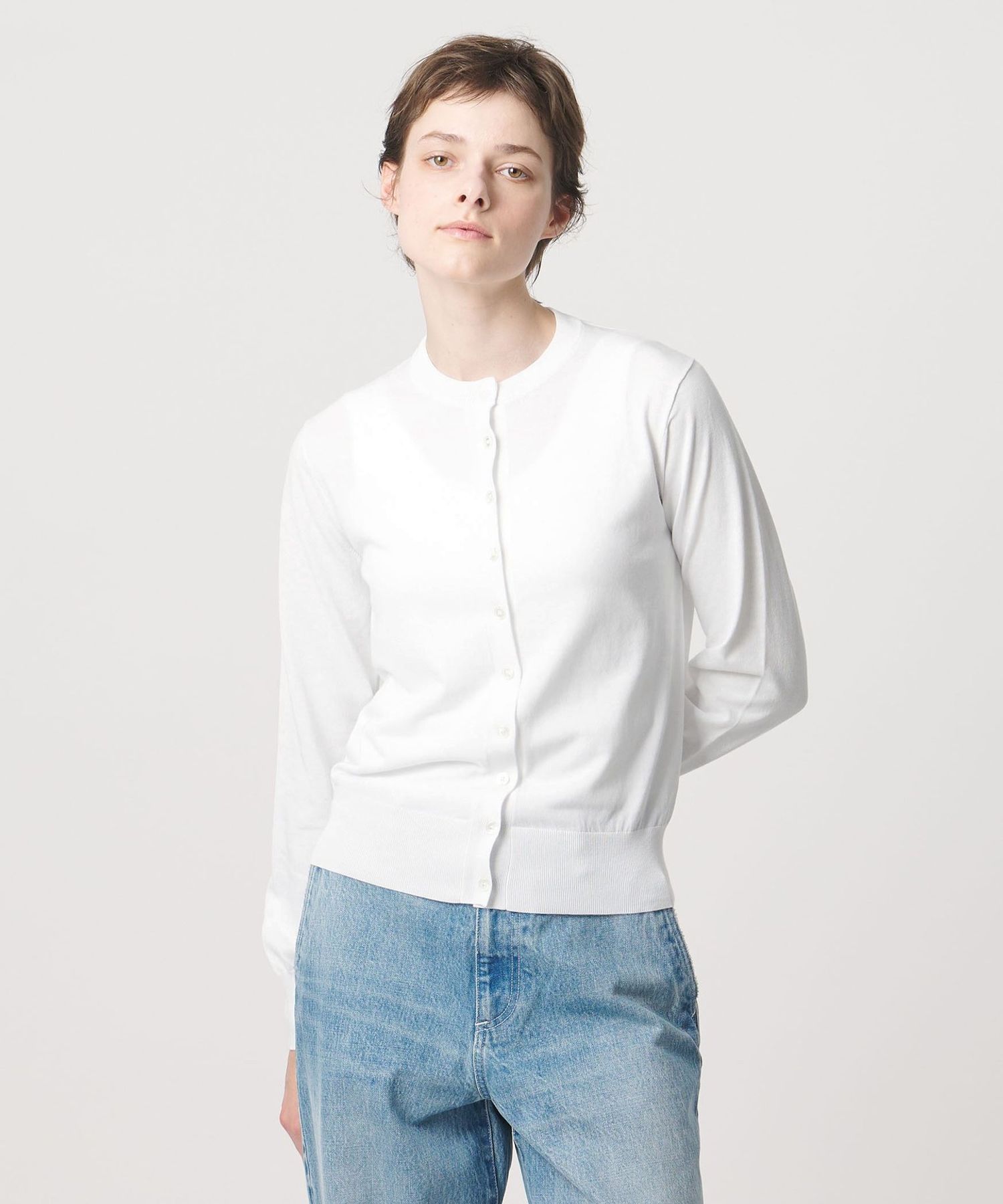 LOEFF＞クルーネック ニット カーディガン