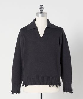 LOEFF/＜LOEFF＞ダメージ スキッパー ニット UNISEX/ニット / セーター