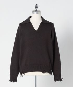 LOEFF/＜LOEFF＞ダメージ スキッパー ニット UNISEX/ニット / セーター