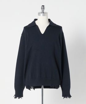 LOEFF/＜LOEFF＞ダメージ スキッパー ニット UNISEX/ニット / セーター